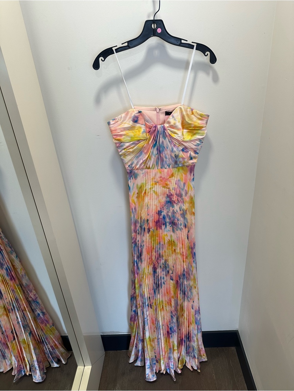 BCBGMaxAzria Strapless Pleated Watercolor Maxi Dress - Pastel Multi - Picture 3 of 8